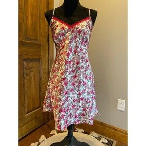 Adonna Lingerie Spagetti Strap Nightgown Pink Print Silky Feel Size Large Sexy